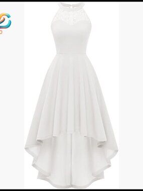 Hi-Lo Cocktail Dress Halter Sleeveless A-Line Formal Evening Party